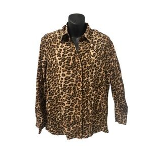 Karen Scott Brown Leopard Print Women’s Shirt